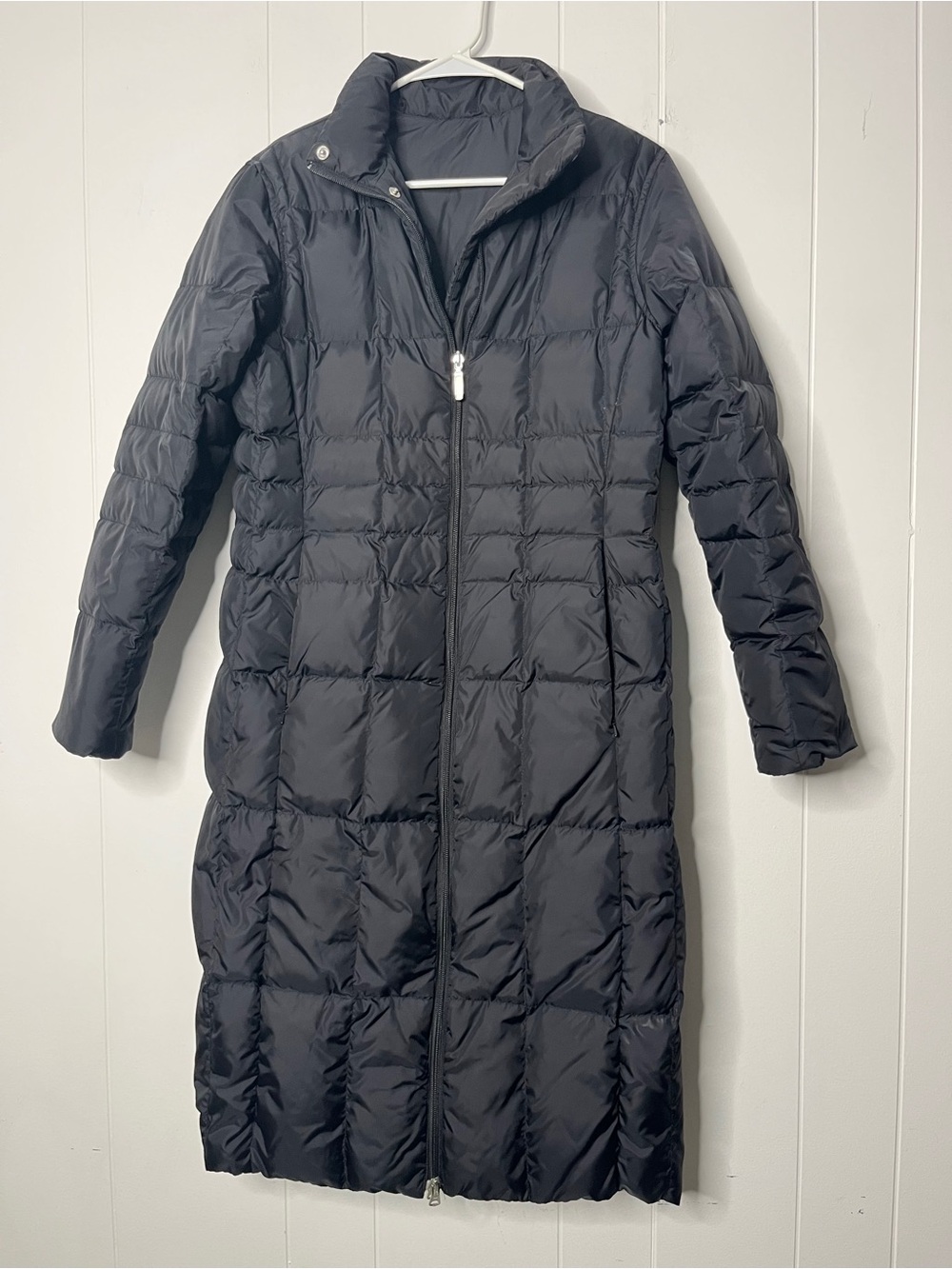 Lands' End Quilted Reversible Down Longline Coat in Black Size S